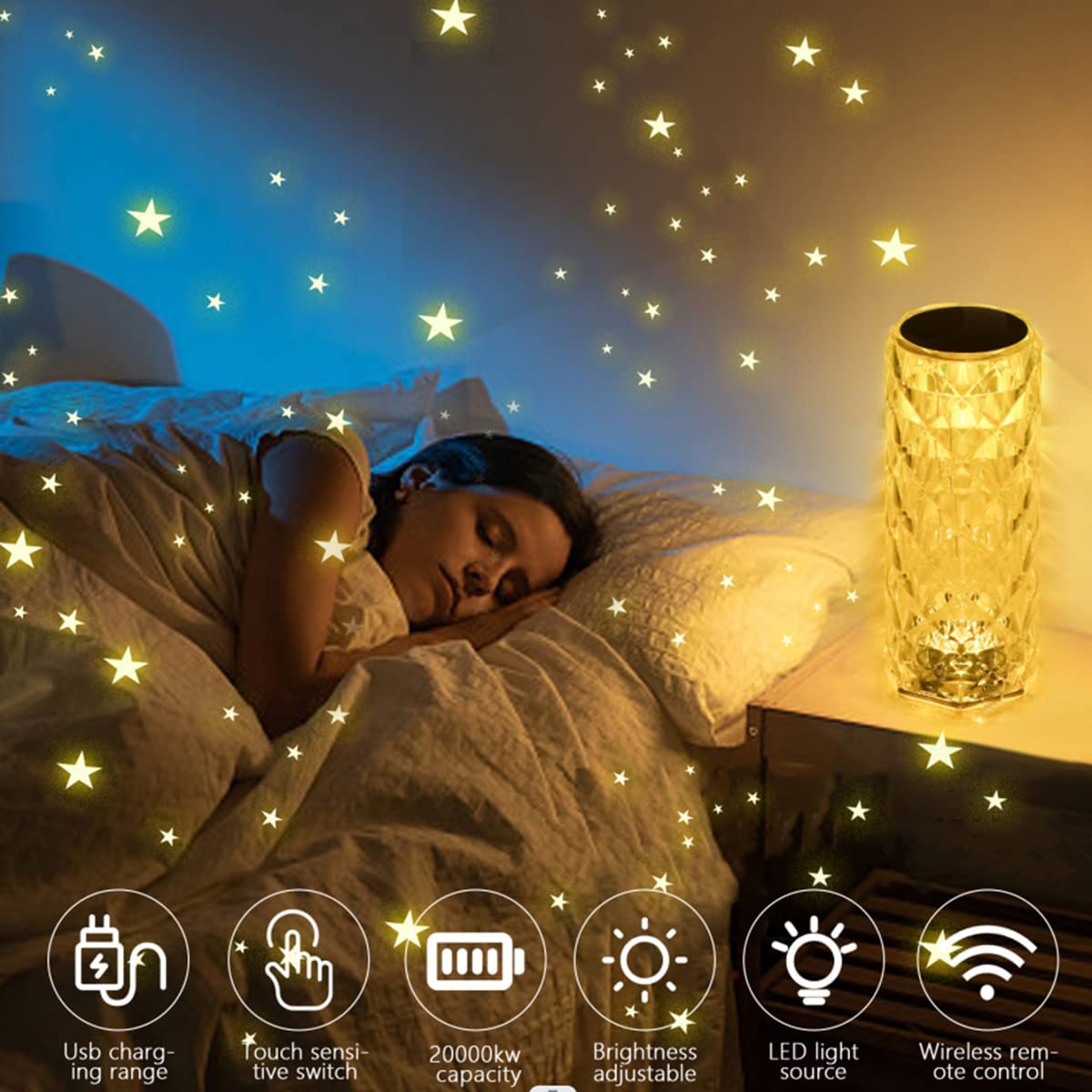 LED CRYSTAL ROSE TOUCH LAMP