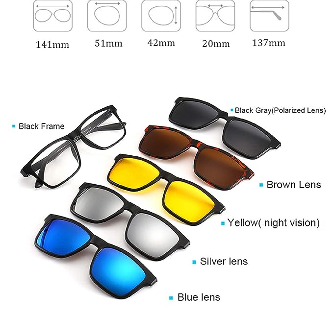 Specs Cum Sunglasses (5 in 1) Magnetic with 5 Shades