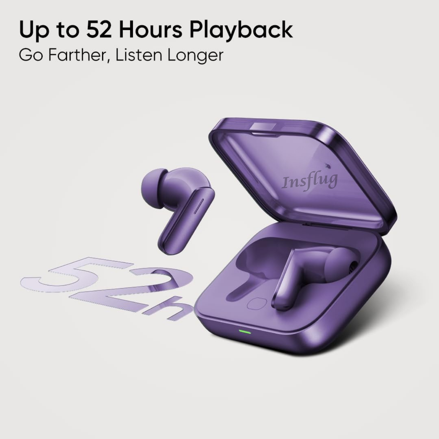 INSFLUG ANC Wireless Earbuds – 49dB Adaptive Noise Cancellation, LHDC Audio, 30H Playback