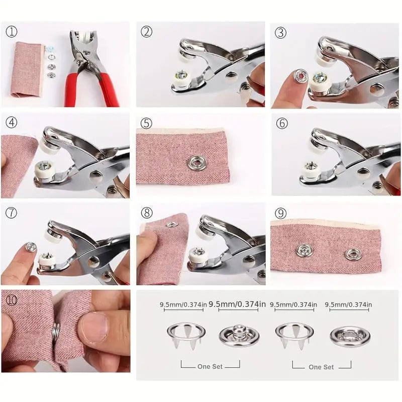 PRESS STUD KIT with 100 Buttons