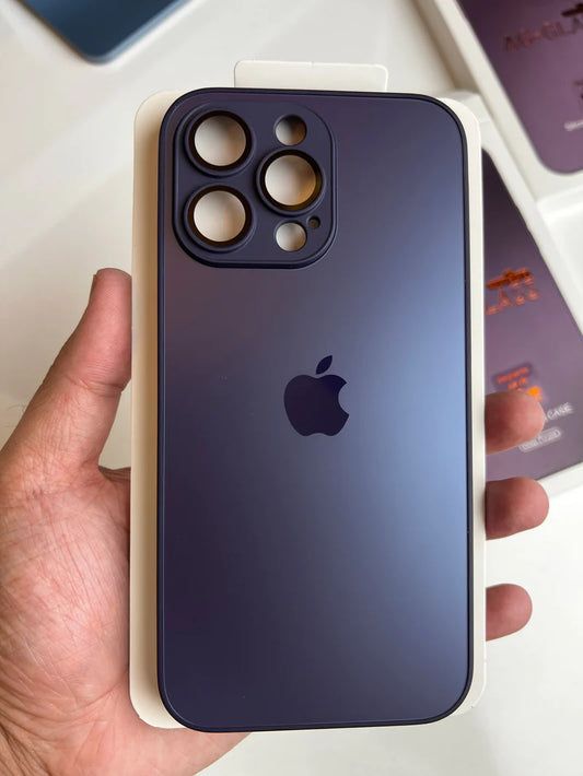 IPHONE 13 SERIES AG FROSTED GLASS PHONE CASE WITH CAMERA LENS PROTECTION