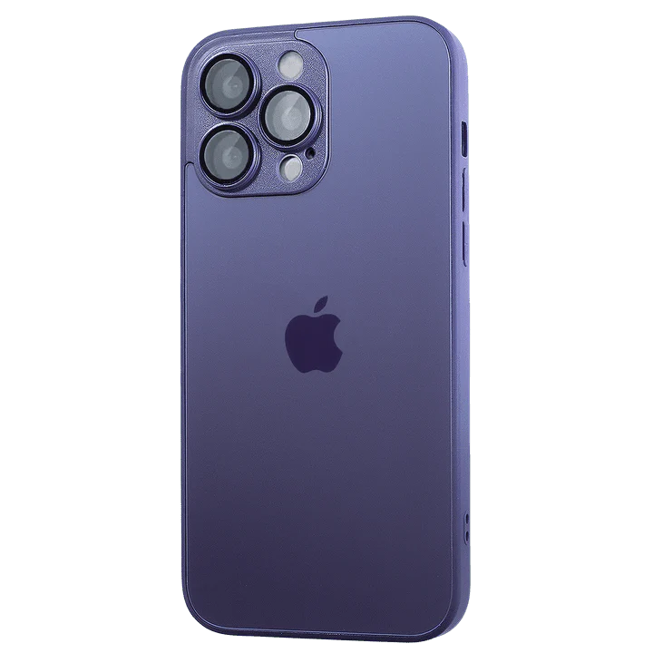 iPHONE 14 SERIES AG FROSTED GLASS PHONE CASE WITH CAMERA LENS PROTECTION