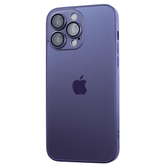 iPHONE 14 SERIES AG FROSTED GLASS PHONE CASE WITH CAMERA LENS PROTECTION