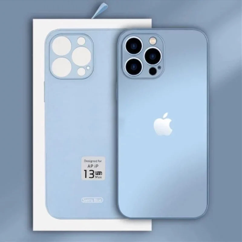 IPHONE 13 SERIES AG FROSTED GLASS PHONE CASE WITH CAMERA LENS PROTECTION