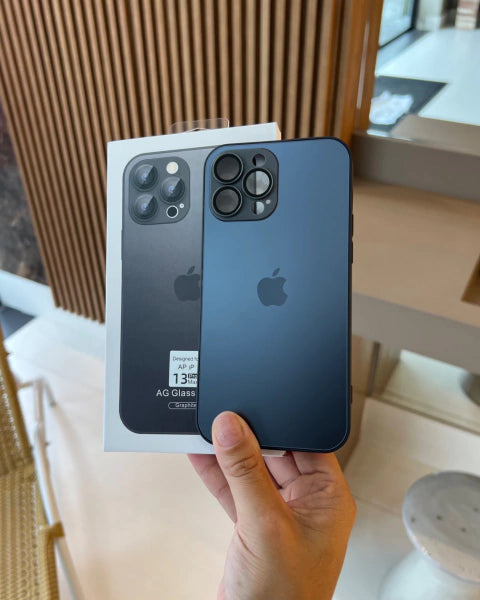 IPHONE 13 SERIES AG FROSTED GLASS PHONE CASE WITH CAMERA LENS PROTECTION